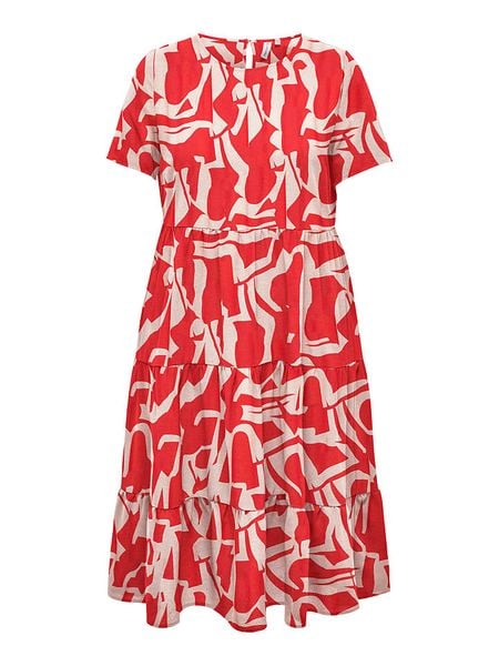 ONLY Carmakoma Sukienka "Nova" w kolorze czerwono-białym rozmiar: 44. Czerwone sukienki damskie Only Carmakoma, bez wzorów, z wiskozy, klasyczne, bez ramiączek. Za 79.21 zł.
