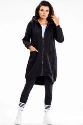 Długa bluza damska z kapturem i kieszeniami czarna. Czarne bluzy damskie Infinite You, l, bez wzorów, z bawełny, z kapturem. Za 299.00 zł.