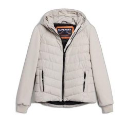 Damska kurtka z kapturem Superdry Storm Hybrid. Brązowe kurtki sportowe damskie Superdry, bez wzorów, z puchu, z kapturem. Za 514.30 zł.