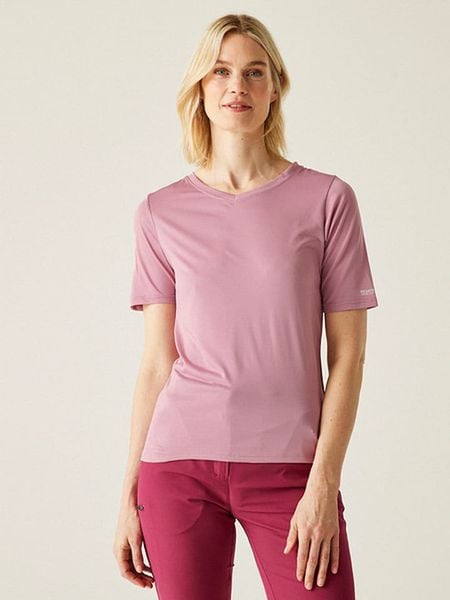 Regatta Koszulka funkcyjna "Fingal II" w kolorze jasnoróżowym rozmiar: 36. Różowe koszulki damskie Regatta, bez wzorów, z materiału, bez kołnierzyka, bez ramiączek. Za 35.02 zł.