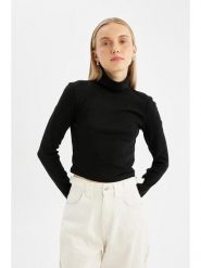 DeFacto Koszulka w kolorze czarnym rozmiar: XL. Czarne koszulki damskie DeFacto, xl, bez wzorów, bez kołnierzyka, bez ramiączek. Za 86.99 zł.