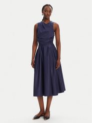 Elisabetta Franchi Sukienka koktajlowa AB-T52-52E2-V440 Granatowy Regular Fit. Niebieskie sukienki damskie Elisabetta Franchi, bez wzorów, z bawełny, wizytowe, bez ramiączek. Za 1,899.00 zł.