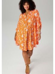 Aniston Sukienka w kolorze pomarańczowo-białym rozmiar: 50. Pomarańczowe sukienki damskie Aniston, bez wzorów, z wiskozy, bez ramiączek. Za 95.99 zł.