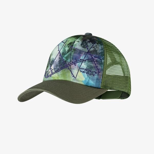 Czapka z daszkiem Unisex Buff Trucker Cap. Niebieskie czapki z daszkiem damskie Buff, na lato, bez wzorów, z materiału. Za 109.44 zł.