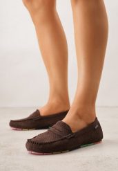 Brązowe Ażurowe Mokasyny ze Skórzaną Wkładką Ozdobione Przeszyciami Sylilise. Brązowe mokasyny damskie Born2be, z jeansu, bez obcasa. Za 99.99 zł.