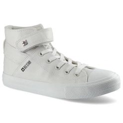Białe Sneakersy Big Star Damskie Półbuty Na Rzep. Białe obuwie sportowe damskie Big Star, na wiosnę, bez wzorów, z gumy, bez obcasa, bez zapięcia. Za 85.00 zł.
