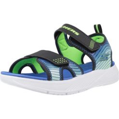 Sandały SKECHERS MICROSPEC-SPLASH Niebieski. Czarne sandały damskie Skechers, bez wzorów, z materiału, bez obcasa, bez zapięcia. Za 179.00 zł.