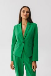 Zielona Elegancka Krótka Marynarka. Zielone marynarki i żakiety damskie MOE, l, bez wzorów, z elastanu, eleganckie. Za 369.90 zł.