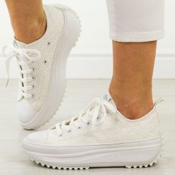 Białe sportowe buty damskie na platformie Lee Cooper 3465. Białe obuwie sportowe casual damskie Lee Cooper, z jeansu. Za 229.00 zł.