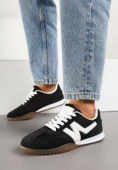 Czarne Sneakersy w Stylu Kultowych Tenisówek Tultia. Czarne obuwie sportowe damskie Born2be, na lato, z jeansu, bez zapięcia, tenisowe. Za 89.99 zł.