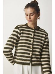 Happiness Istanbul Kardigan w kolorze khaki rozmiar: onesize. Brązowe kardigany damskie Happiness Istanbul, bez wzorów, ze splotem. Za 100.99 zł.