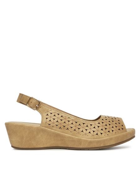 Clara Barson Sandały WFA3906-1 Beżowy. Brązowe sandały damskie Clara Barson, bez wzorów, z materiału, bez obcasa, na koturnie, bez zapięcia. Za 119.99 zł.