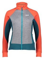Jack Wolfskin Kurtka polarowa "Sky Peak" w kolorze pomarańczowo-turkusowo-szarym rozmiar: S. Pomarańczowe kurtki damskie Jack Wolfskin, s, bez wzorów, z polaru, bez kaptura. Za 231.68 zł.