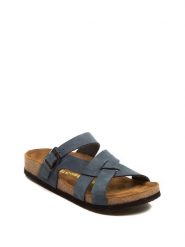 Comfortfusse Skórzane klapki w kolorze granatowym rozmiar: 41. Niebieskie klapki damskie Comfortfüße, bez wzorów, z nubiku, z otwartym noskiem, bez obcasa, bez zapięcia. Za 201.55 zł.