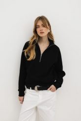 BLUZA VIKI CZARNA M - Flawless. Czarne bluzy damskie Flawless, m, bez wzorów, z bawełny, bez kaptura. Za 349.00 zł.