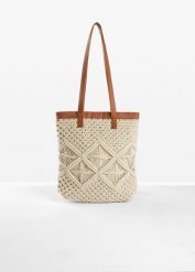 Torba makramowa shopper. Brązowe shopper bag bonprix, bez wzorów, bez dodatków. Za 134.99 zł.