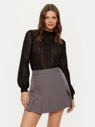 Morgan Bluzka 242-TIMOI Czarny Regular Fit. Czarne bluzki damskie Morgan, m, bez wzorów, z syntetyku, bez kołnierzyka, bez ramiączek. W wyprzedaży za 129.99 zł.
