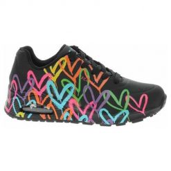 Buty do chodzenia damskie Skechers Uno Highlight Lovei. Czarne obuwie sportowe damskie Skechers, z materiału, bez zapięcia, trekkingowe. Za 466.00 zł.