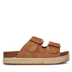 Espadryle DeeZee. Brązowe espadryle damskie DeeZee, bez wzorów, bez obcasa. Za 111.99 zł.