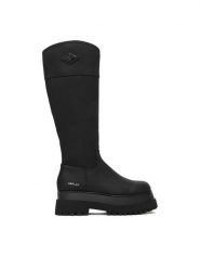 REPLAY Kozaki GWL72.000.C0025S Czarny. Czarne kozaki damskie Replay, ze skóry, bez obcasa, na płaskiej podeszwie, bez zapięcia. Za 709.99 zł.