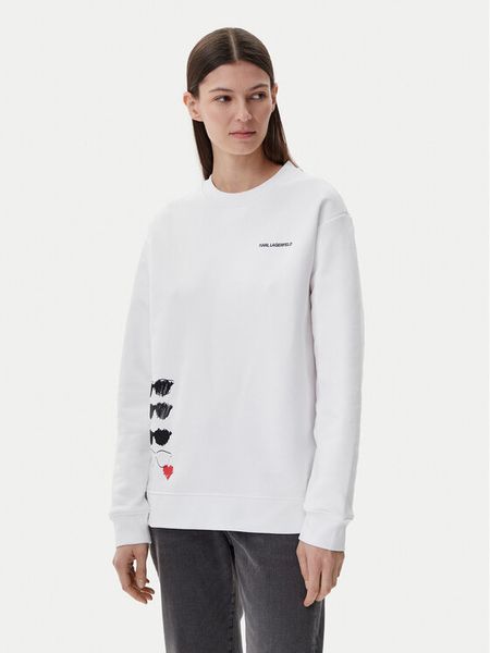 KARL LAGERFELD Bluza A1W20076 Biały Relaxed Fit. Białe bluzy damskie KARL LAGERFELD, l, bez wzorów, z bawełny, bez kaptura. Za 649.99 zł.