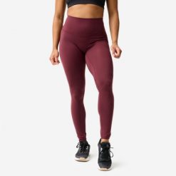 Legginsy fitness damskie Domyos. Fioletowe legginsy damskie DOMYOS, l, bez wzorów, z elastanu. Za 129.99 zł.