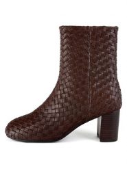 Loft37 Skórzane botki w kolorze brązowym rozmiar: 41. Brązowe botki damskie loft37, eleganckie, z okrągłym noskiem, bez obcasa, bez zapięcia. Za 608.99 zł.