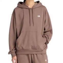 Bluza sportowa damska New Balance WT41507ABP. Brązowe bluzy damskie New Balance, l, bez wzorów, z materiału, z kapturem. Za 351.00 zł.
