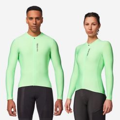 Koszulka rowerowa szosowa Van Rysel RCR 2 długi rękaw. Zielone koszulki damskie VAN RYSEL, m, bez wzorów, z elastanu, bez kołnierzyka, bez ramiączek. Za 269.99 zł.
