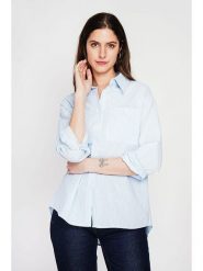 ASSUILI Koszula w kolorze błękitnym rozmiar: 38. Niebieskie koszule damskie Assuili, bez wzorów, bez kołnierzyka, bez ramiączek. Za 121.99 zł.