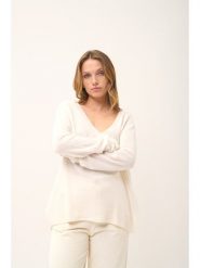 Just Cashmere Kaszmirowy sweter "Opal" w kolorze białym rozmiar: XXL. Białe swetry klasyczne damskie Just Cashmere, xxl, z kaszmiru, bez kołnierzyka. Za 287.84 zł.