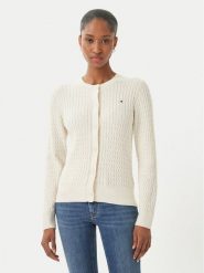 Tommy Hilfiger Kardigan WW0WW43329 Écru Regular Fit. Białe kardigany damskie Tommy Hilfiger, xs, bez wzorów, z bawełny. Za 649.99 zł.