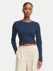 Tommy Hilfiger Bluzka Cody WW0WW53689 Granatowy Slim Fit. Niebieskie bluzki damskie Tommy Hilfiger, m, bez wzorów, z bawełny, bez kołnierzyka, bez ramiączek. Za 209.99 zł.