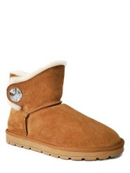 NICEBAY Skórzane botki zimowe "Dawn" w kolorze jasnobrązowym rozmiar: 38. Brązowe botki damskie NICEBAY, na zimę, z materiału, bez obcasa, bez zapięcia. Za 200.13 zł.