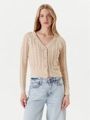 Guess Kardigan W5YR15 Z3OU0 Beżowy Regular Fit. Brązowe kardigany damskie Guess, xl, z aplikacjami, z bawełny. Za 339.99 zł.