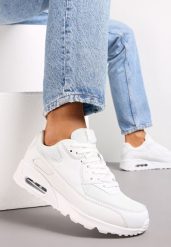 Białe Sznurowane Sneakersy na Grubej Podeszwie Sayre. Białe obuwie sportowe damskie Renee, ze skóry, przed kostkę, bez zapięcia. Za 99.99 zł.