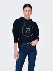 JDY Bluza w kolorze granatowym rozmiar: XS. Niebieskie bluzy damskie JDY, xs, bez wzorów, z bawełny, z kapturem. Za 87.81 zł.