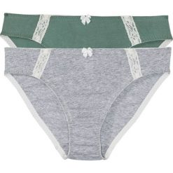 Figi (2 pary) bonprix szary melanż + oliwkowy. Szare figi bonprix, melanż, z bawełny. Za 35.98 zł.