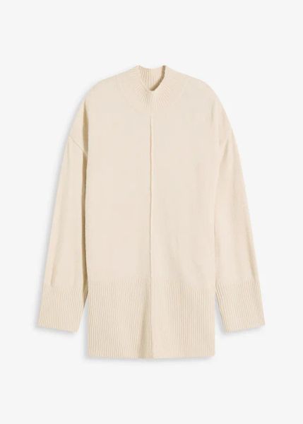 Sweter oversize. Szare swetry klasyczne damskie bonprix, bez kołnierzyka. Za 112.99 zł.