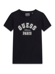 Guess T-Shirt J6RI41 J1314 Czarny Regular Fit. Czarne koszulki i t-shirty dziewczęce Guess, z aplikacjami, z bawełny, bez kołnierzyka, bez ramiączek. Za 119.99 zł.