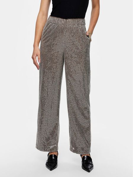 YAS Spodnie materiałowe 26032755 Srebrny Regular Fit. Szare spodnie materiałowe damskie YAS, bez wzorów, z materiału. Za 199.99 zł.