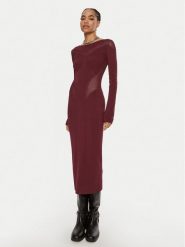 Patrizia Pepe Sukienka dzianinowa 8A1348 K195 M511 Bordowy Slim Fit. Czerwone sukienki damskie Patrizia Pepe, bez wzorów, z dzianiny, wizytowe, bez ramiączek. Za 639.99 zł.