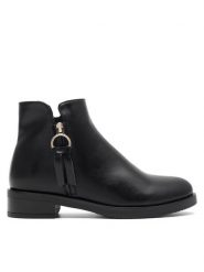 Clara Barson Botki ZOYA WS5292-13 Czarny. Czarne botki damskie Clara Barson, z tworzywa sztucznego, bez obcasa, na płaskiej podeszwie, bez zapięcia. Za 129.99 zł.