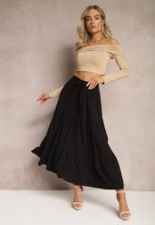 Czarna Rozkloszowana Spódnica Maxi z Wiskozy z Materiałowymi Paskami Wintelis. Czarne spódnice damskie Renee, na co dzień, na lato, l, bez wzorów, z materiału, eleganckie, maxi. Za 39.99 zł.