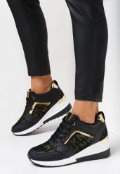 Czarno-Białe Sneakersy Kasaris. Czarne obuwie sportowe damskie Born2be, z jeansu, bez zapięcia. Za 79.99 zł.