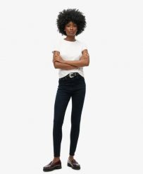 Superdry Wysokie damskie jeansy skinny z bawełny organicznej — Viper Blue Black. Niebieskie jeansy damskie Superdry, z podwyższonym stanem. Za 284.90 zł.
