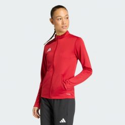 Bluza dresowa Entrada26. Czerwone bluzy damskie Adidas, bez wzorów, z dresówki, bez kaptura. Za 121.99 zł.