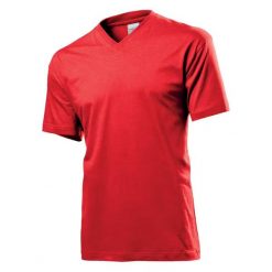 Koszulka Unisex Dla Dorosłych Z Klasycznym Dekoltem W Szpic. Czerwone bluzki damskie Stedman, bez wzorów, klasyczne, bez kołnierzyka, bez ramiączek. Za 50.99 zł.