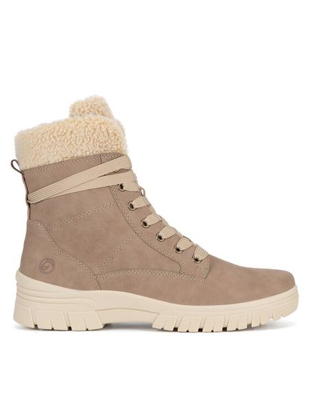 Remonte Trzewiki D0E76-20 Beżowy. Brązowe botki damskie Remonte, ze skóry, bez obcasa, na płaskiej podeszwie, bez zapięcia. Za 469.99 zł.