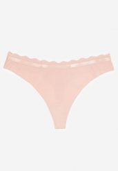 Różowe Prążkowane Majtki Stringi z Bawełny Tesivia. Czerwone stringi Renee, bez wzorów, z bawełny. Za 4.99 zł.